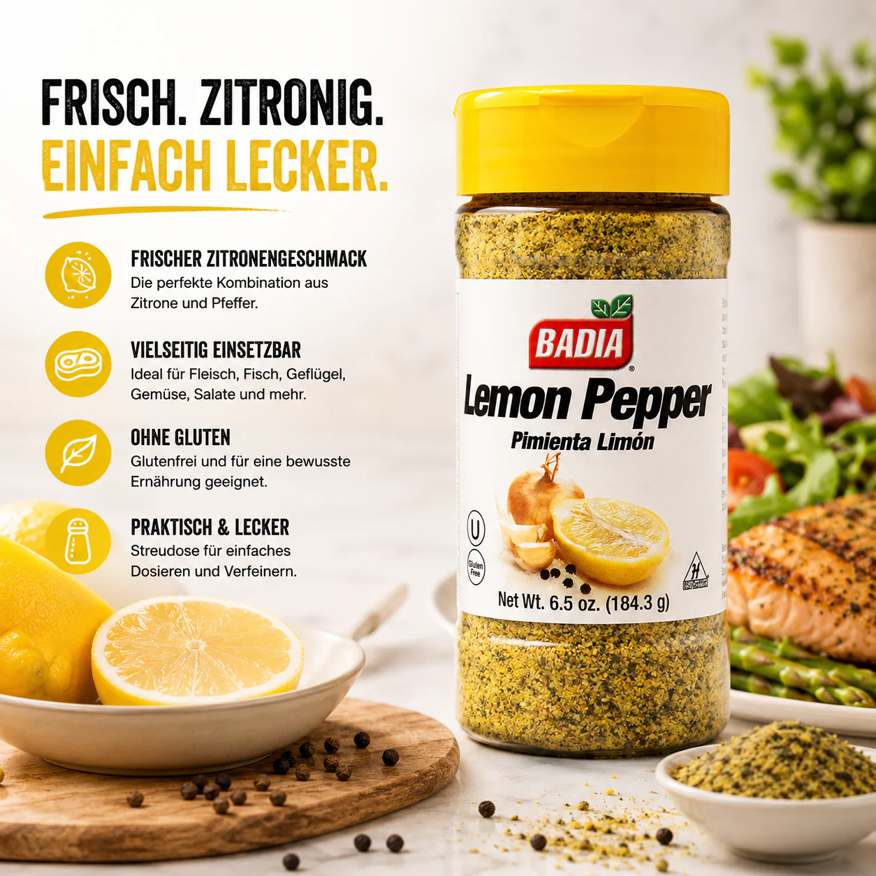 Badia - All-Purpose Seasoning "LEMON PEPPER" (184,3 g) - Image 2