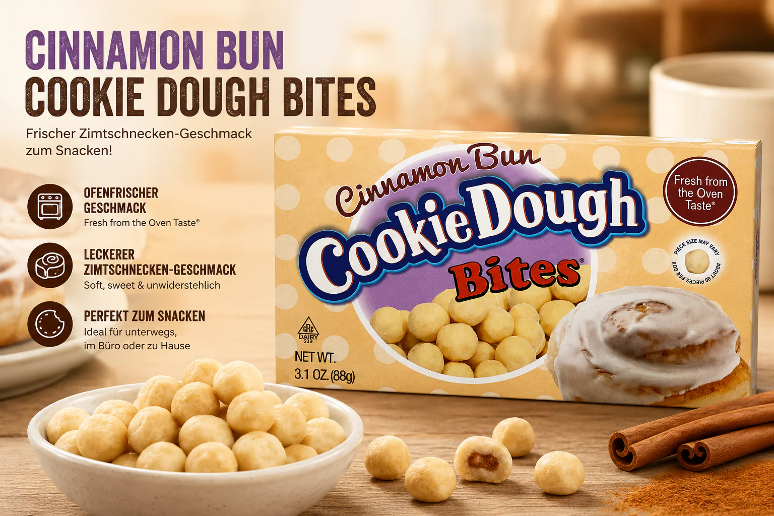 CookieDough Bites "Cinnamon Bun" (88 g) - Image 2