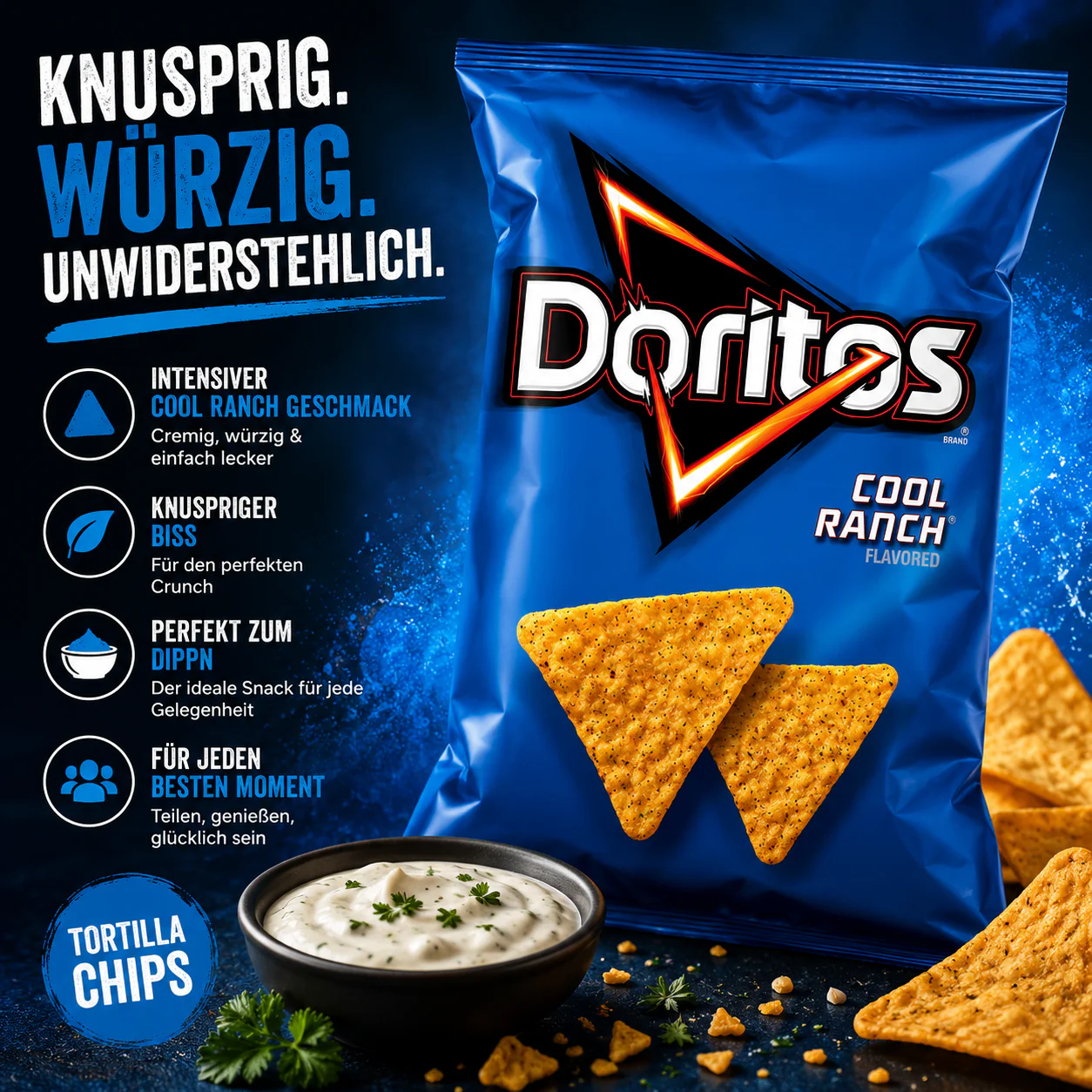 Doritos - Flavored Tortilla Chips "Cool Ranch" (198,4 g) - Image 2