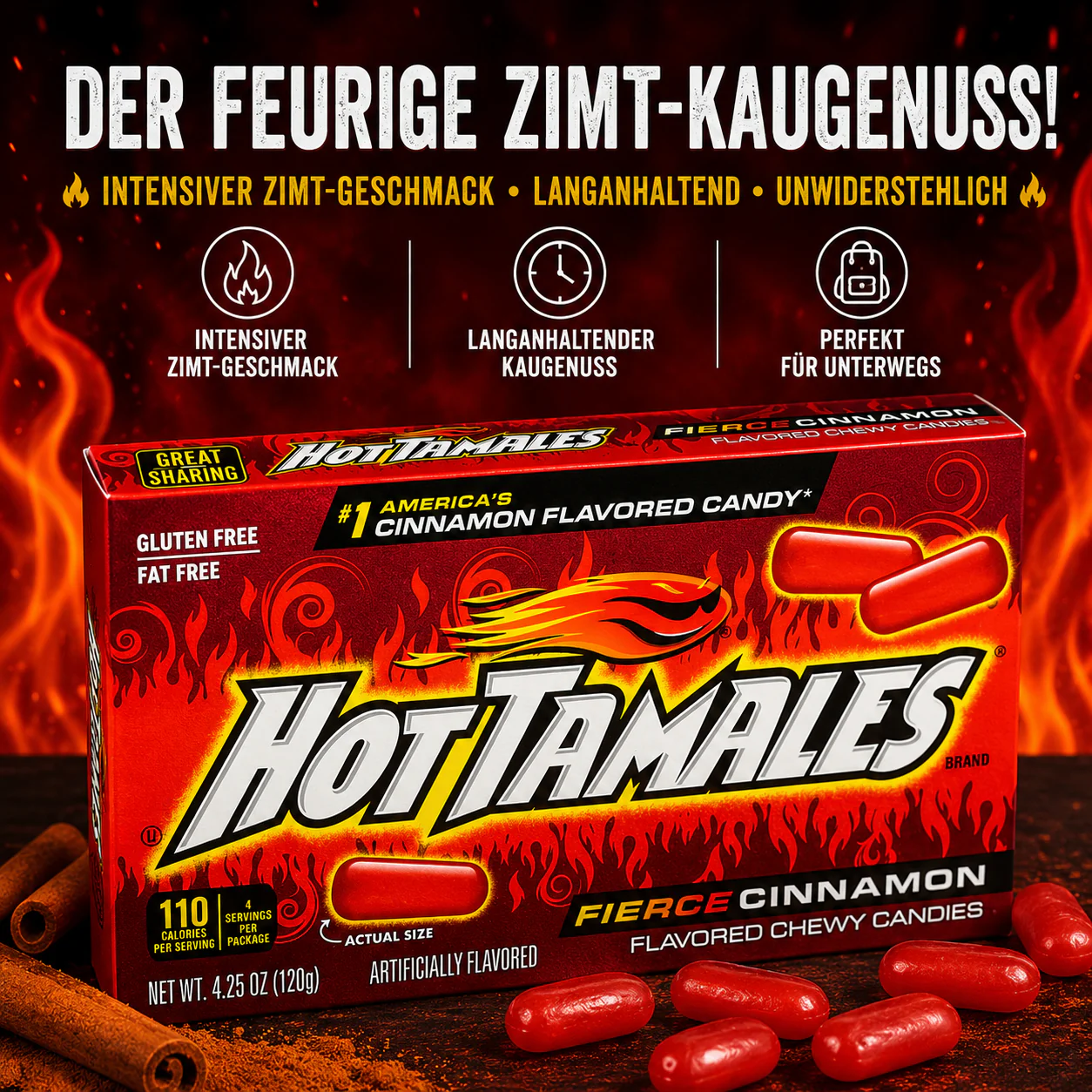 Hot Tamales - Candy "Fierce Cinnamon" (120 g) - Image 2