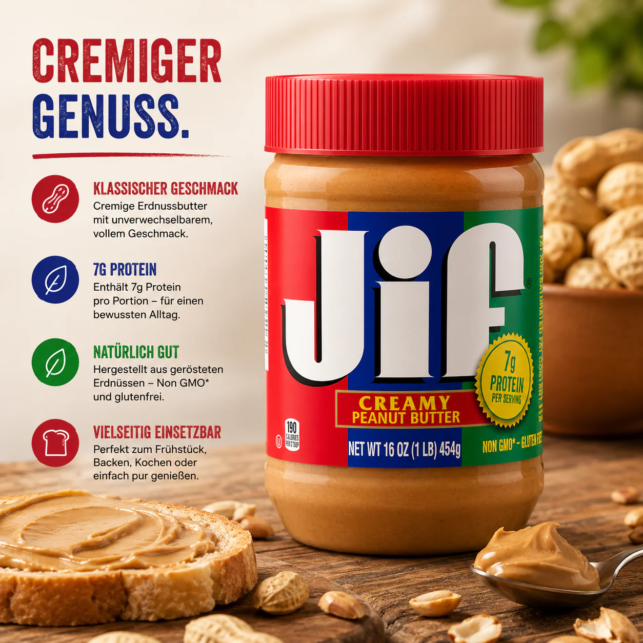 Jif - Peanut Butter "Creamy" (454 g) - Image 2