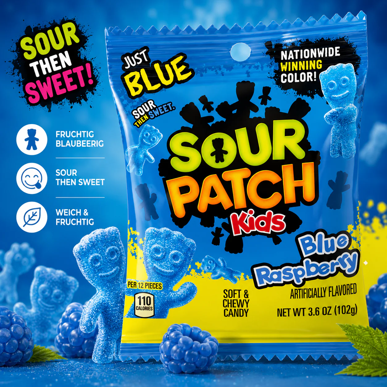 Sour Patch Kids - Soft & Chewy Candy "Blue Raspberry" (102 g) - Image 2