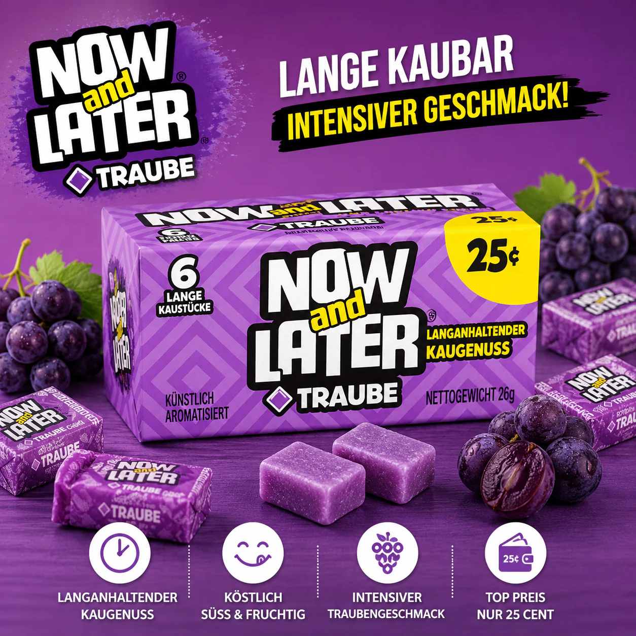 Now and Later - the long lasting chew - "Grape" (26 g) - Image 2