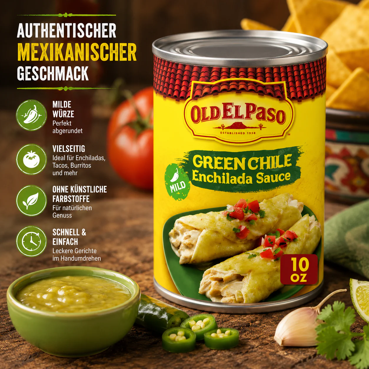 Old El Paso - "GREEN CHILE Enchilada Sauce MILD" (283 g) - Image 2