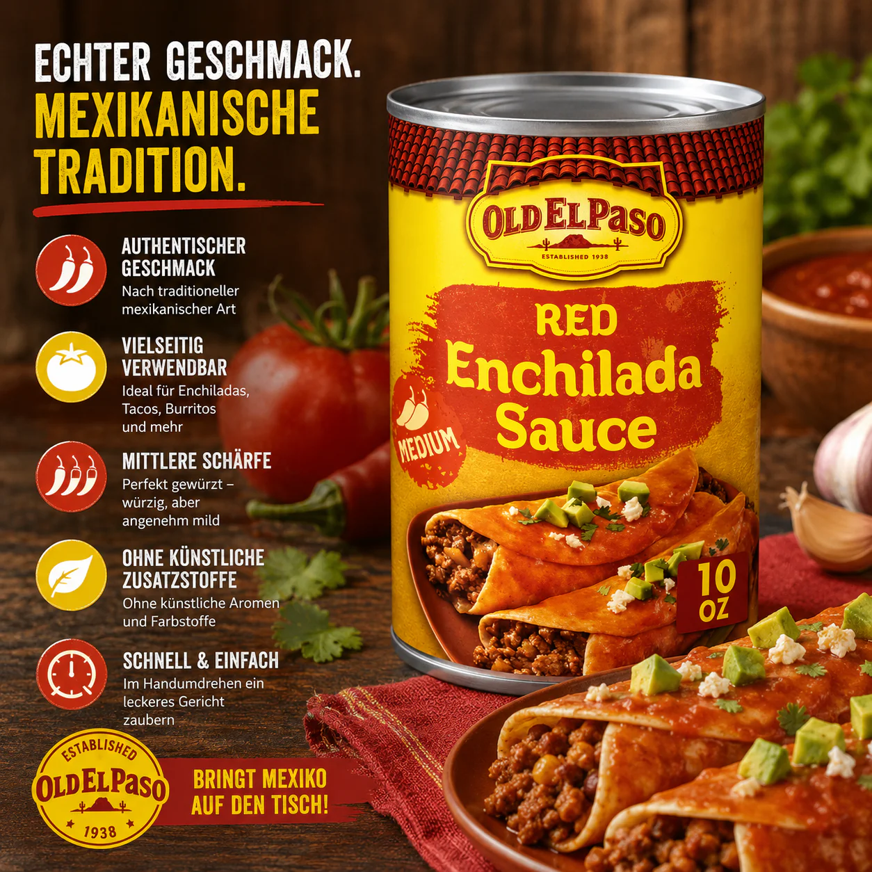 Old El Paso - "RED Enchilada Sauce MEDIUM" (283 g) - Image 2