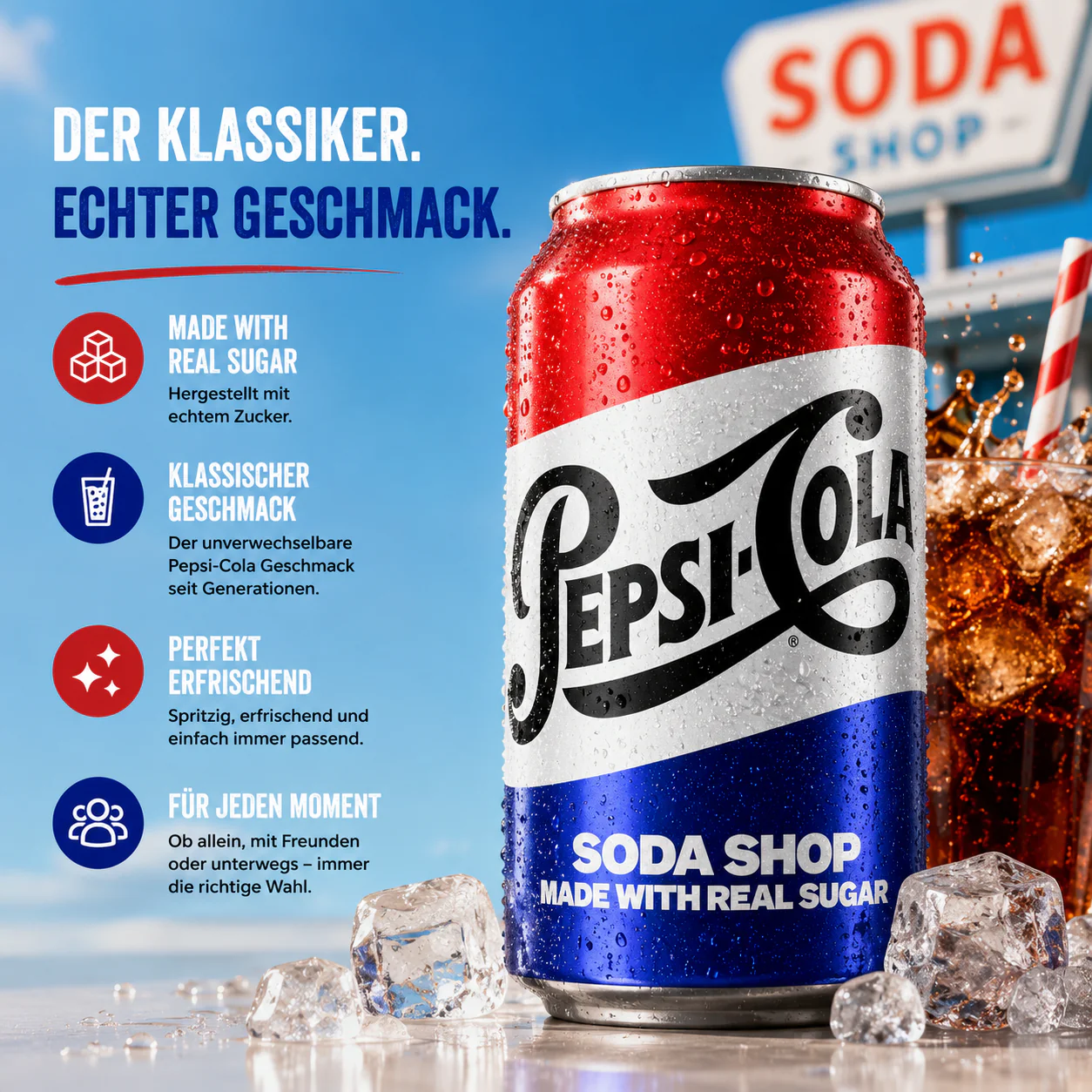 Pepsi Cola - Made with "Real Sugar" (355 ml) - Image 2