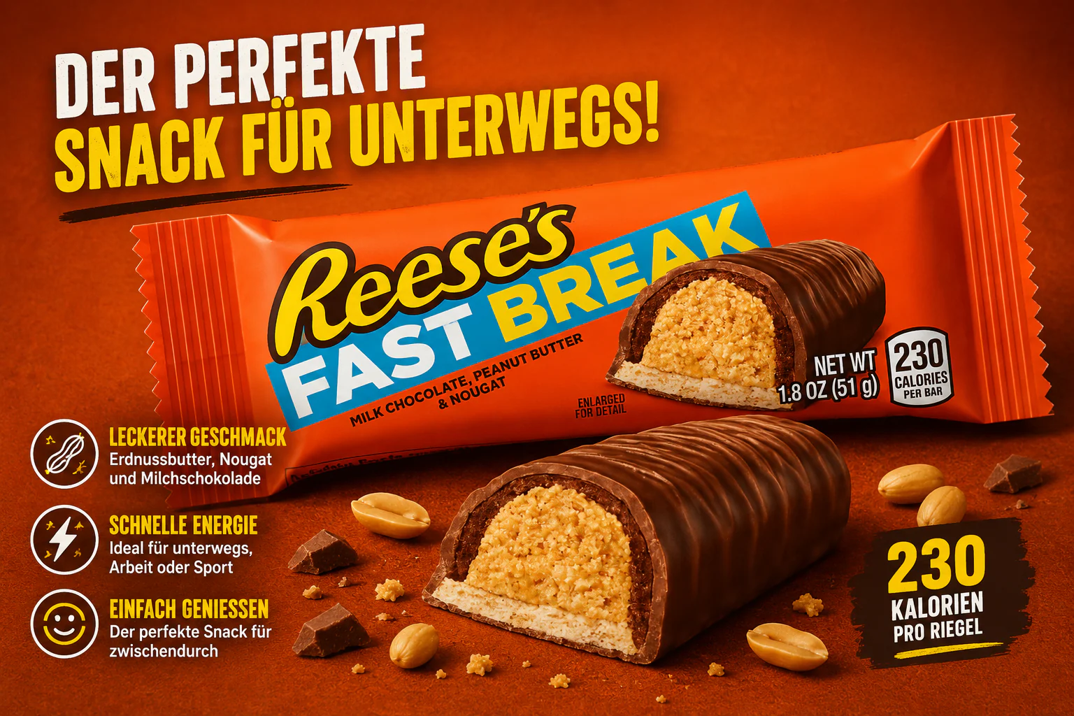 Reese's - Milk Chocolate Bar "Fast Break" (51 g) - Image 2